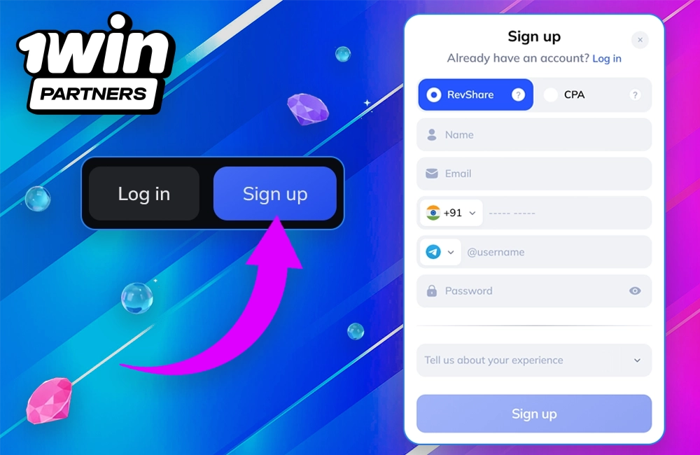 Make a 1win affiliate account